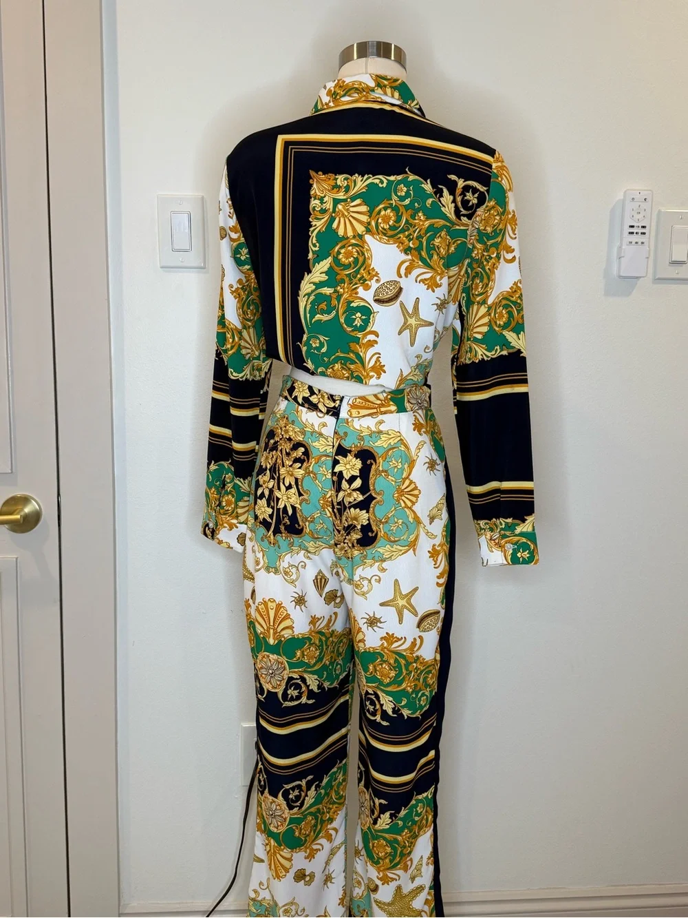 Women's Green & Black Printed Jumpsuit Set - Designer-Inspired